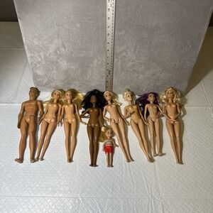 Lot 9 Nude Barbie Dolls somewith Articulated Legs - Barbie, Ken, Skpper, Chelsea